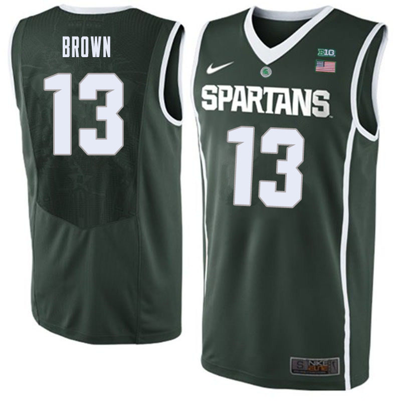 Men #13 Gabe Brown Michigan State Spartans College Basketball Jerseys Sale-Dark Green